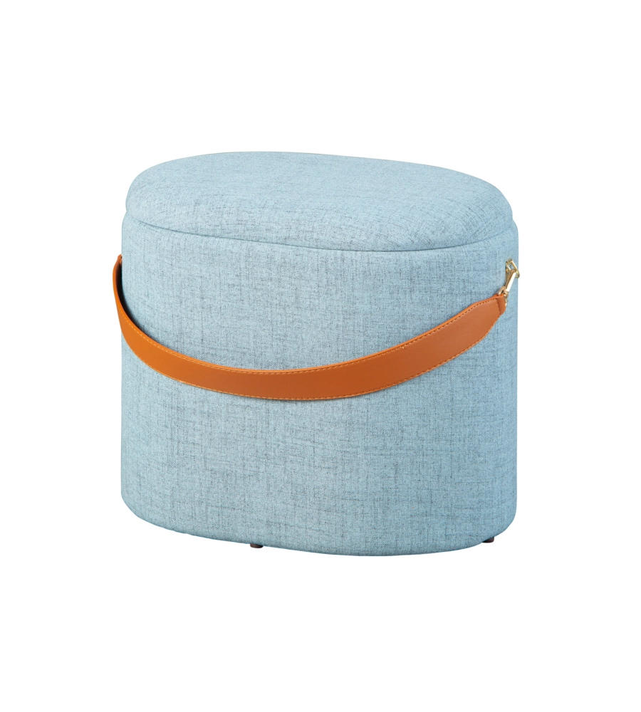 Pouf grigio con contenitore e maniglia in ecopelle, 42x30x36cm