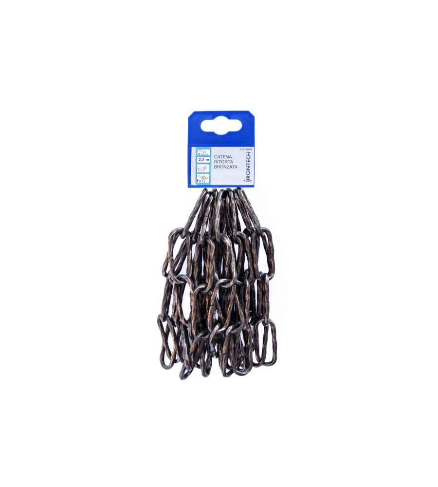 Catena ritorta pretagliata Ø 4 mm. in acciaio bronzato 2,5 mt.