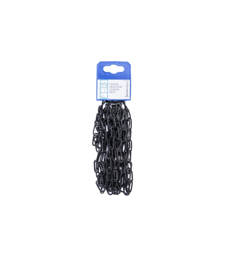 Catena genovese pretagliata maglia quadra Ø 2 mm. in acciaio nero 2,5 mt.