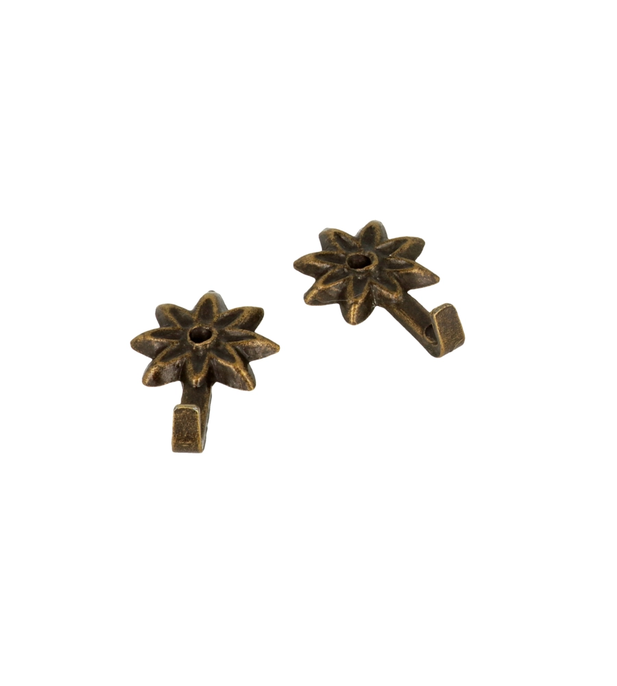 Ganci per quadri modello "fiore" 23 x 46 mm. finitura bronzata 5 pz.