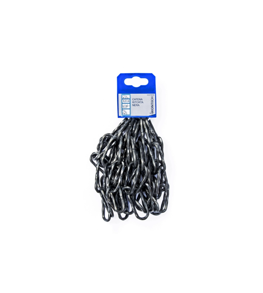 Catena ritorta pretagliata Ø 4 mm. in acciaio nero 2,5 mt.