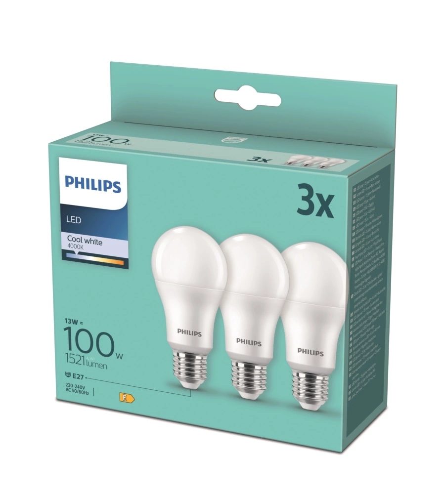 Set 3 lampadine led philips 13w, e27