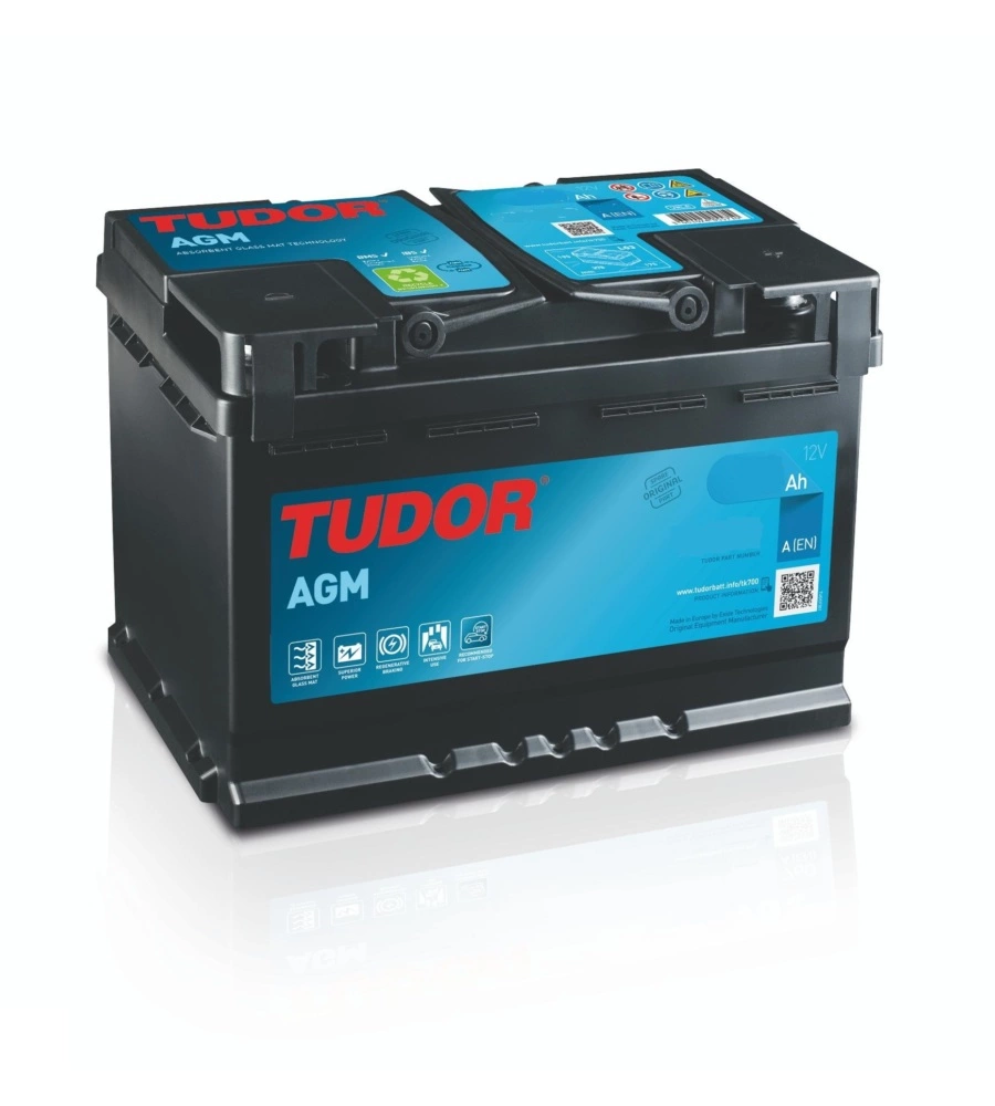 Batteria tudor tk508 start-stop 12v agm 50ah sx spunto 800 - l260 x h206 x p173.