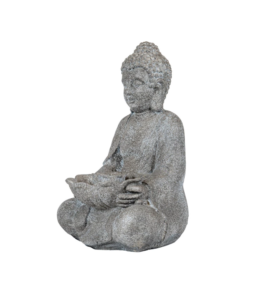 Fontana da esterno buddha con ricircolo d'acqua e illuminazione led, 29,5x28x45 cm