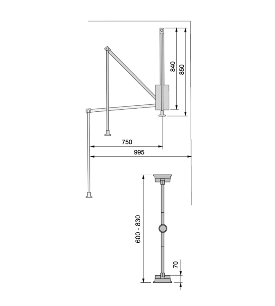 Appendiabiti saliscendi regolabile 60-83 cm moka, emuca