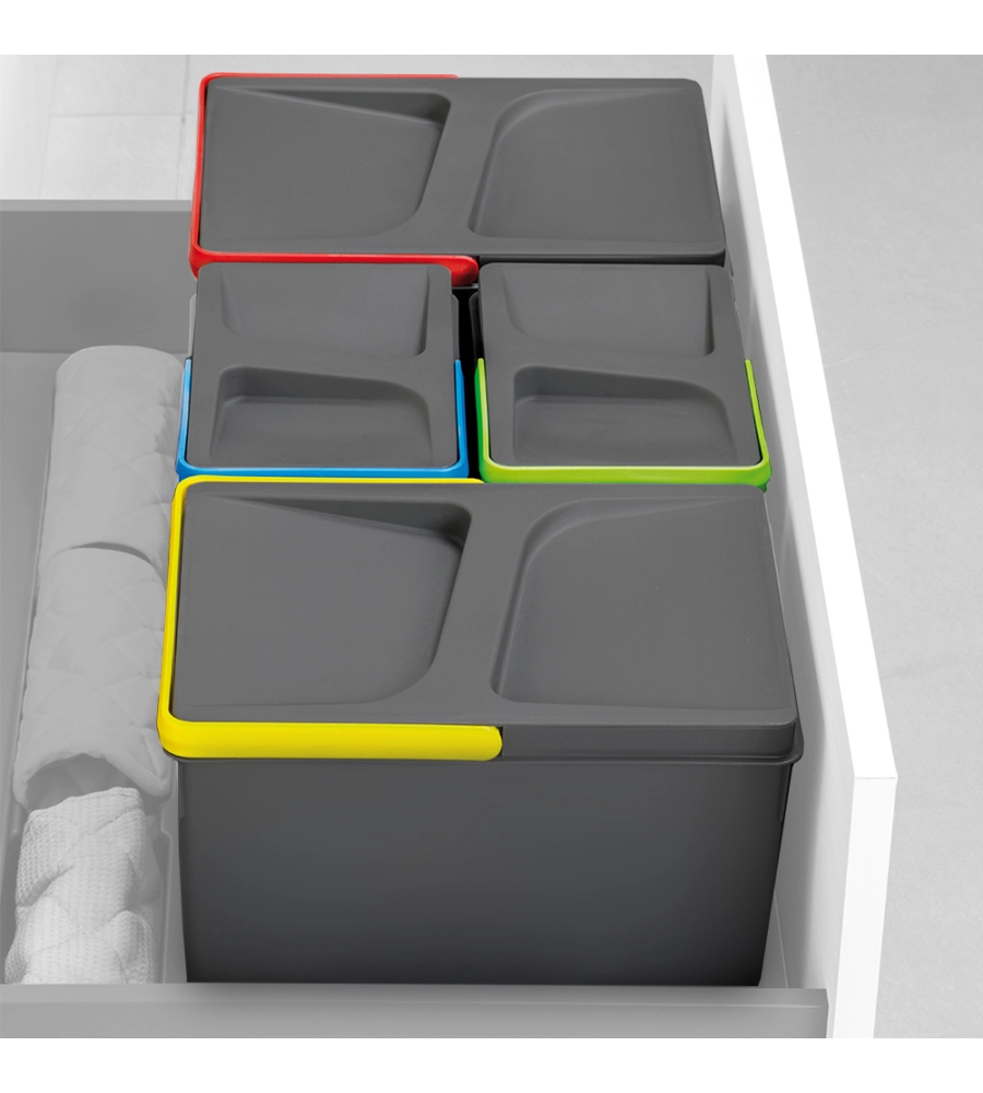 Contenitori per raccolta differenziata 12l+6l+6l per modulo 60 cm, emuca