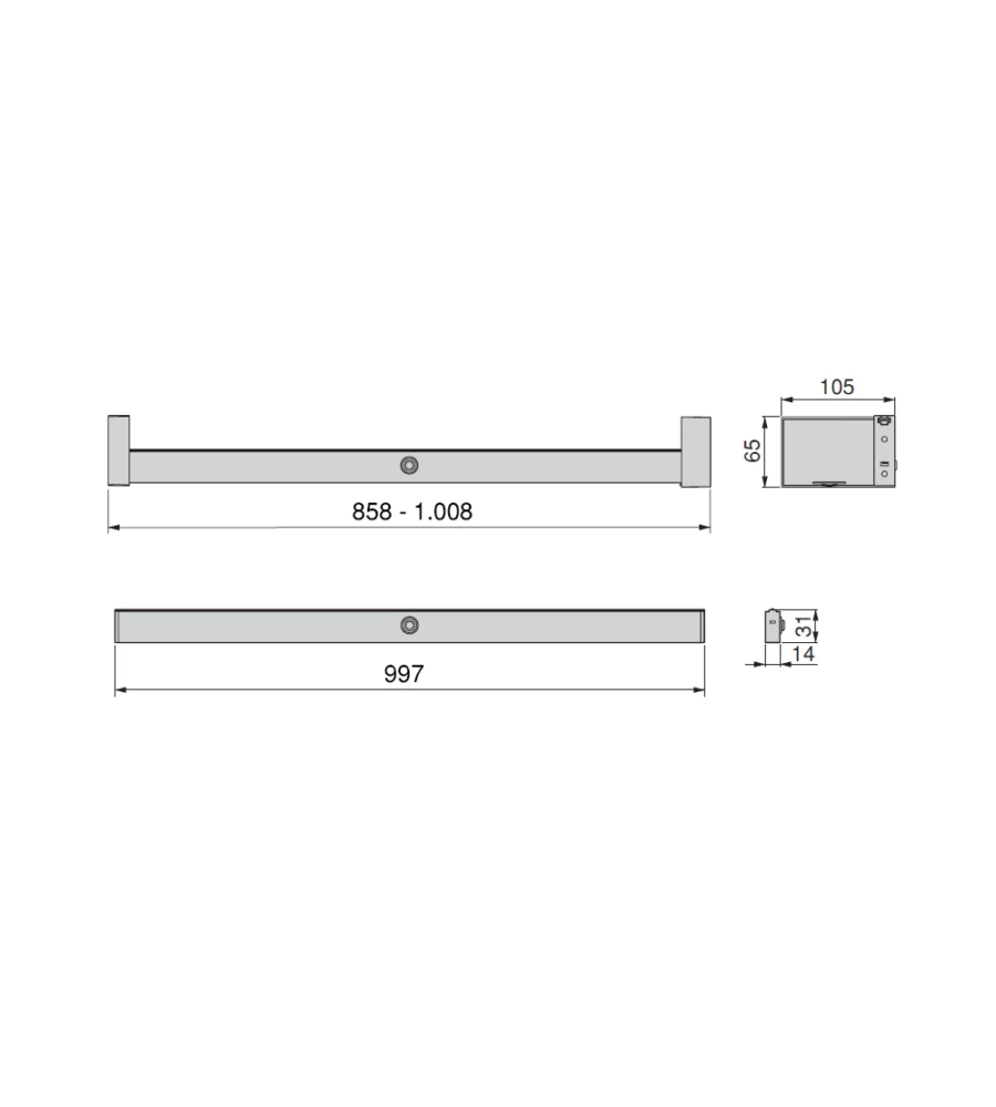 Barra appendiabili per armadi regolabile 858-1.008 mm batteria rimovibil e sensore di movimento colore moka - emuca.