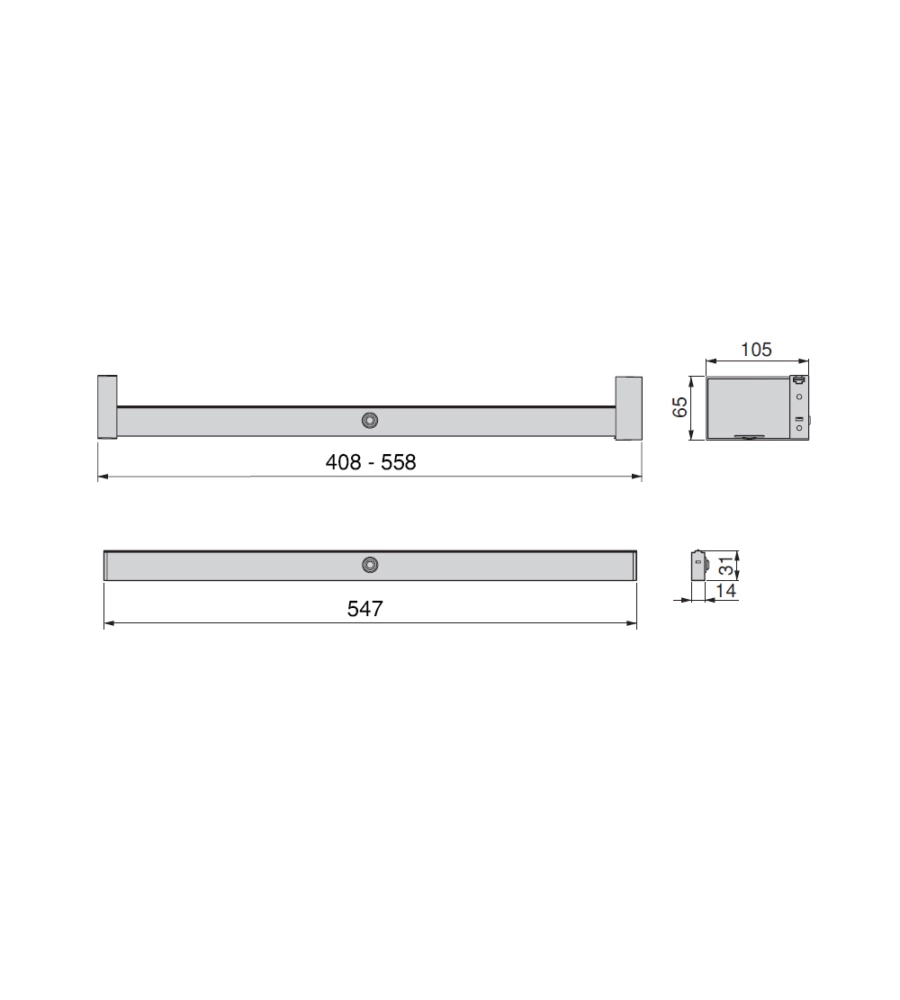 Barra appendiabili per armadi regolabile 408-558 mm batteria rimovibil e sensore di movimento anodizzato opaco - emuca.