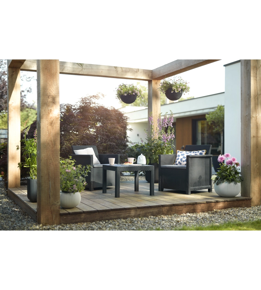 Set da giardino keter "emma balcony" con 2 poltrone e tavolo, colore grafite - keter