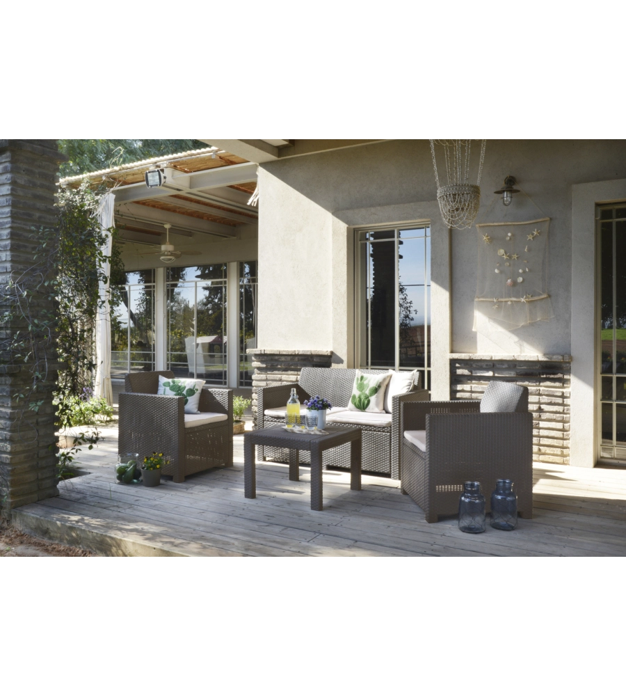 Set da giardino keter "alabama lounge" con divano 2 posti, colore cappuccino - keter