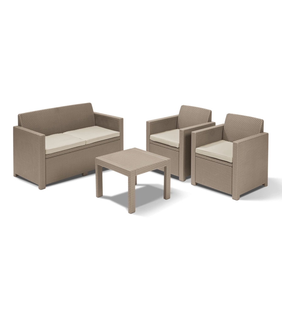 Set da giardino keter "alabama lounge" con divano 2 posti, colore cappuccino - keter