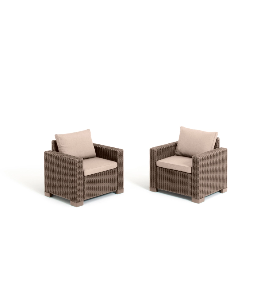 Set da giardino keter "california lounge" in polipropilene colore cappuccino, 5 sedute e tavolino