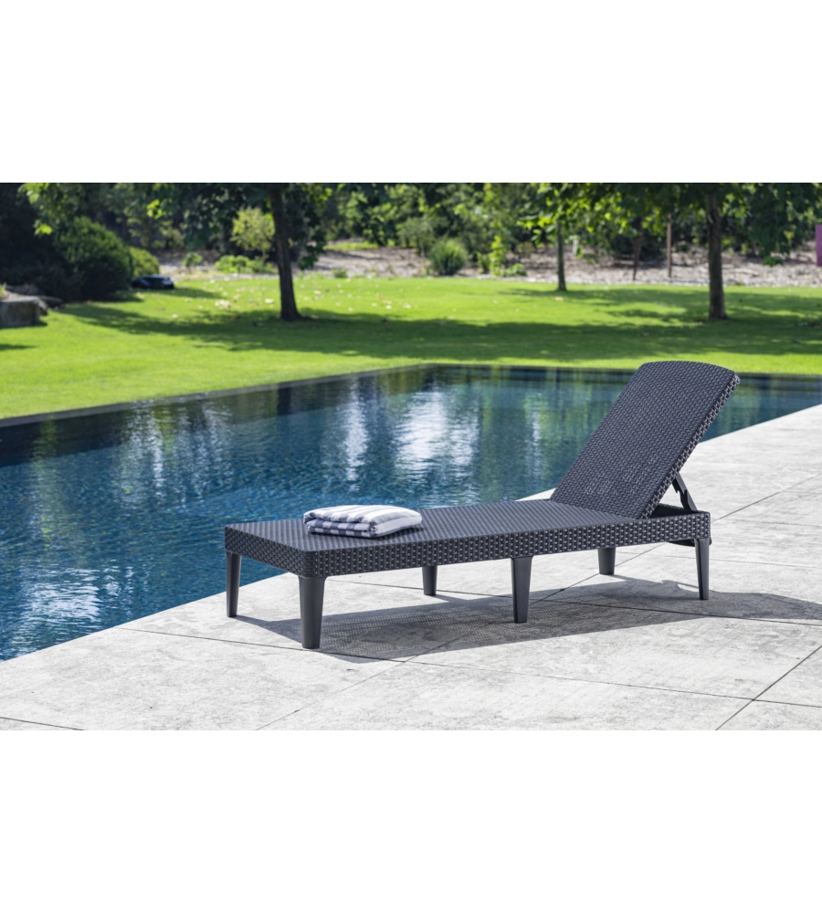 Sdraio lettino prendisole "jaipur sunlounger" colore grafite con cuscino, 187x58x29 cm - keter