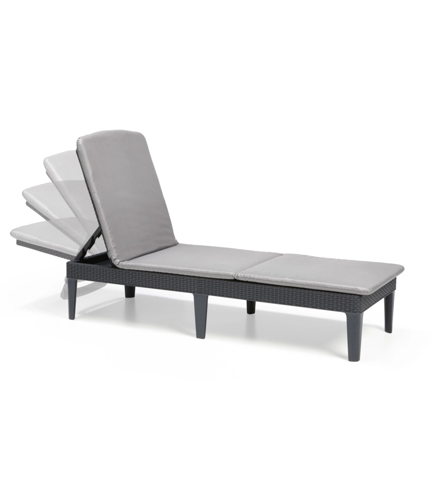 Sdraio lettino prendisole "jaipur sunlounger" colore grafite con cuscino, 187x58x29 cm - keter