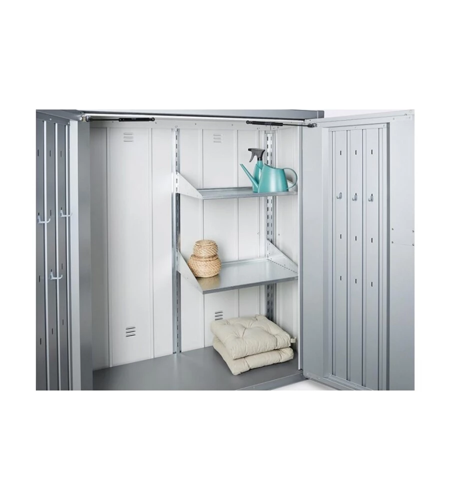 Armadio da esterno biohort "romeo m" in acciaio grigio scuro metallizzato, 132x57x140 cm - 56070