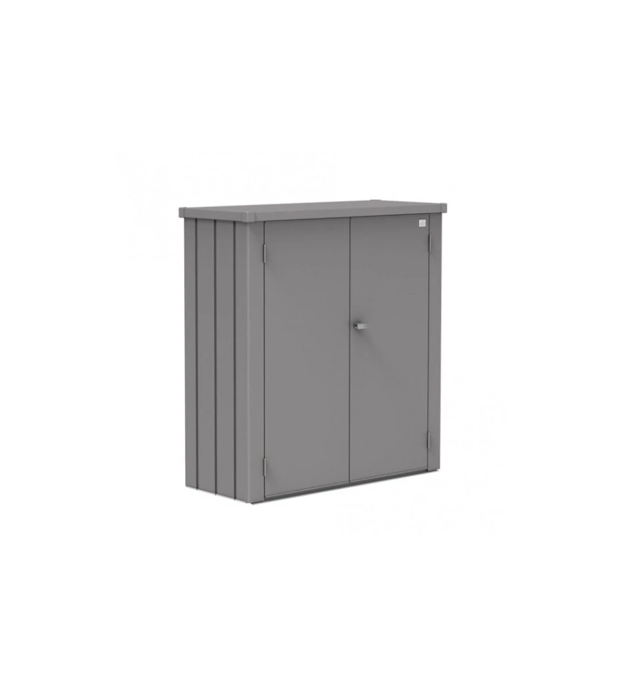 Armadio da esterno biohort "romeo m" in acciaio grigio quarzo metallizzato, 132x57x140 cm - 58070