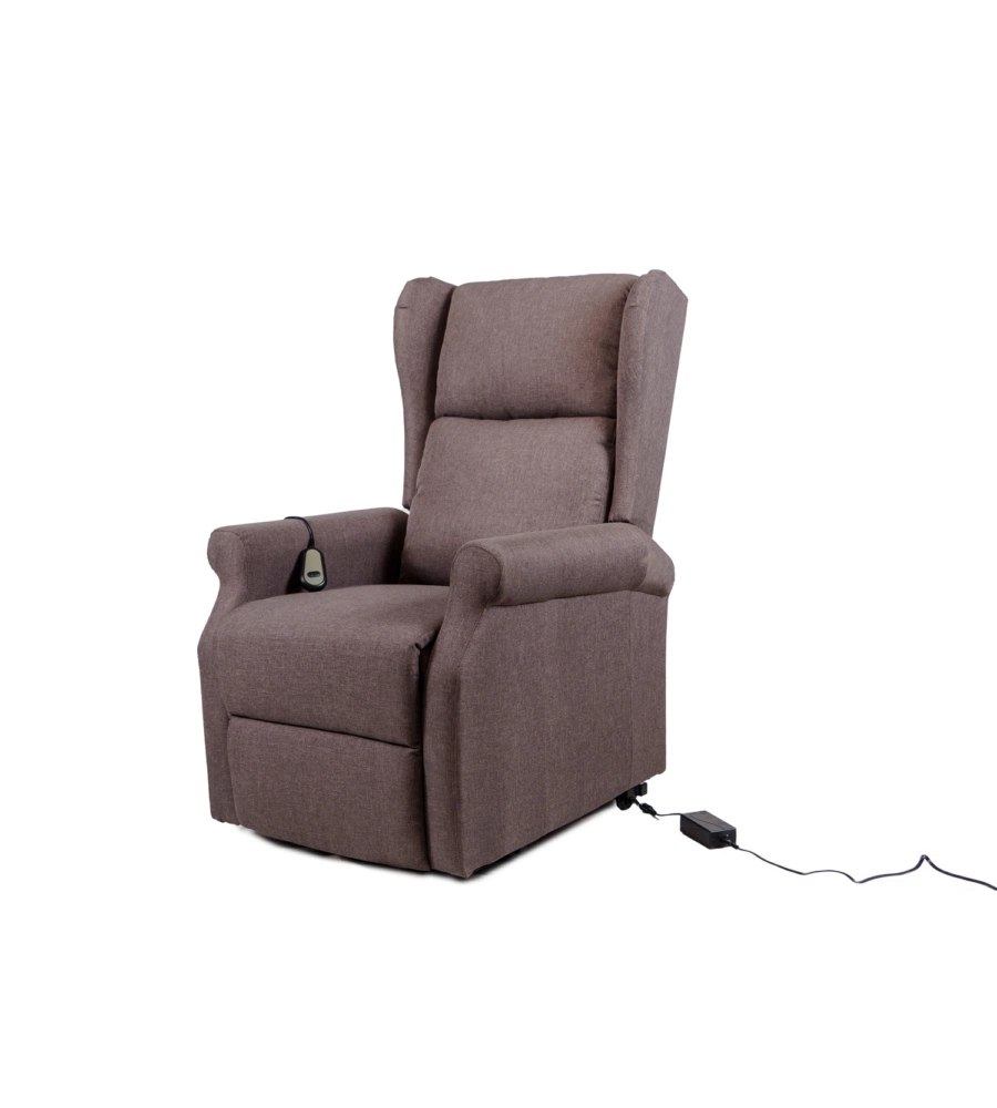 Poltrona con recliner elettrico bellahome "berg" tessuto marrone, 72,5x94x109 cm