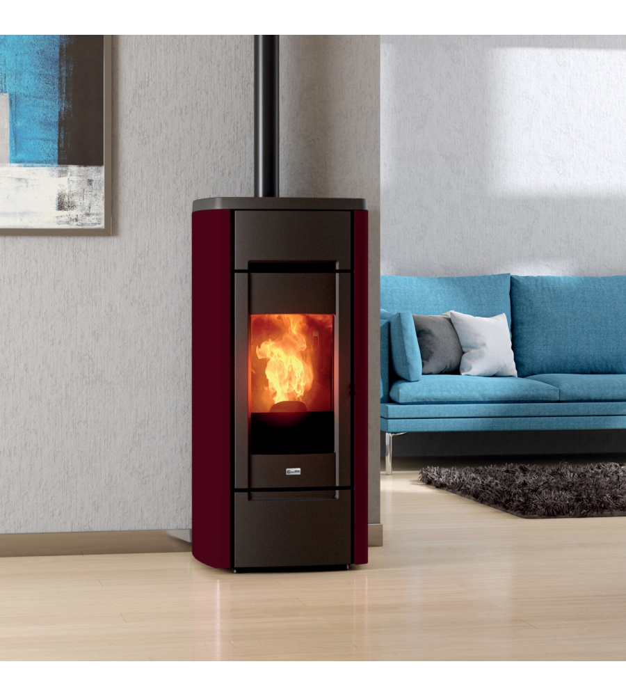 Stufa a pellet canadian stove "cast iron 6" in ghisa bordeaux 6,5 kw