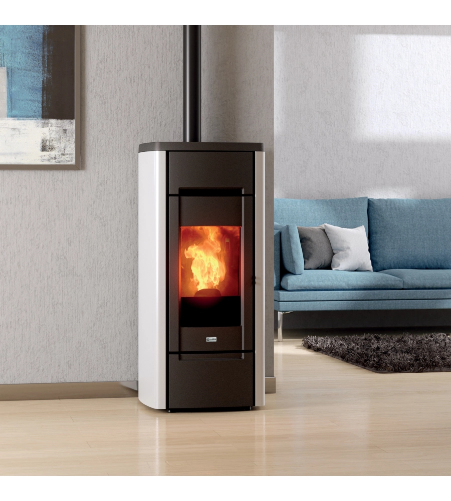 Stufa a pellet canadian stove "cast iron 6" in ghisa bianco 6,5 kw