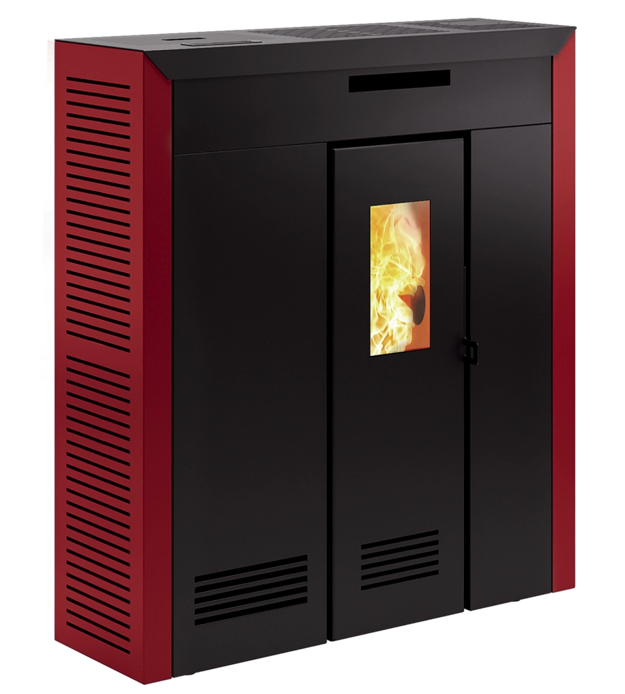 Stufa a pellet slim canalizzata invicta "daglan" bordeaux 9 kw