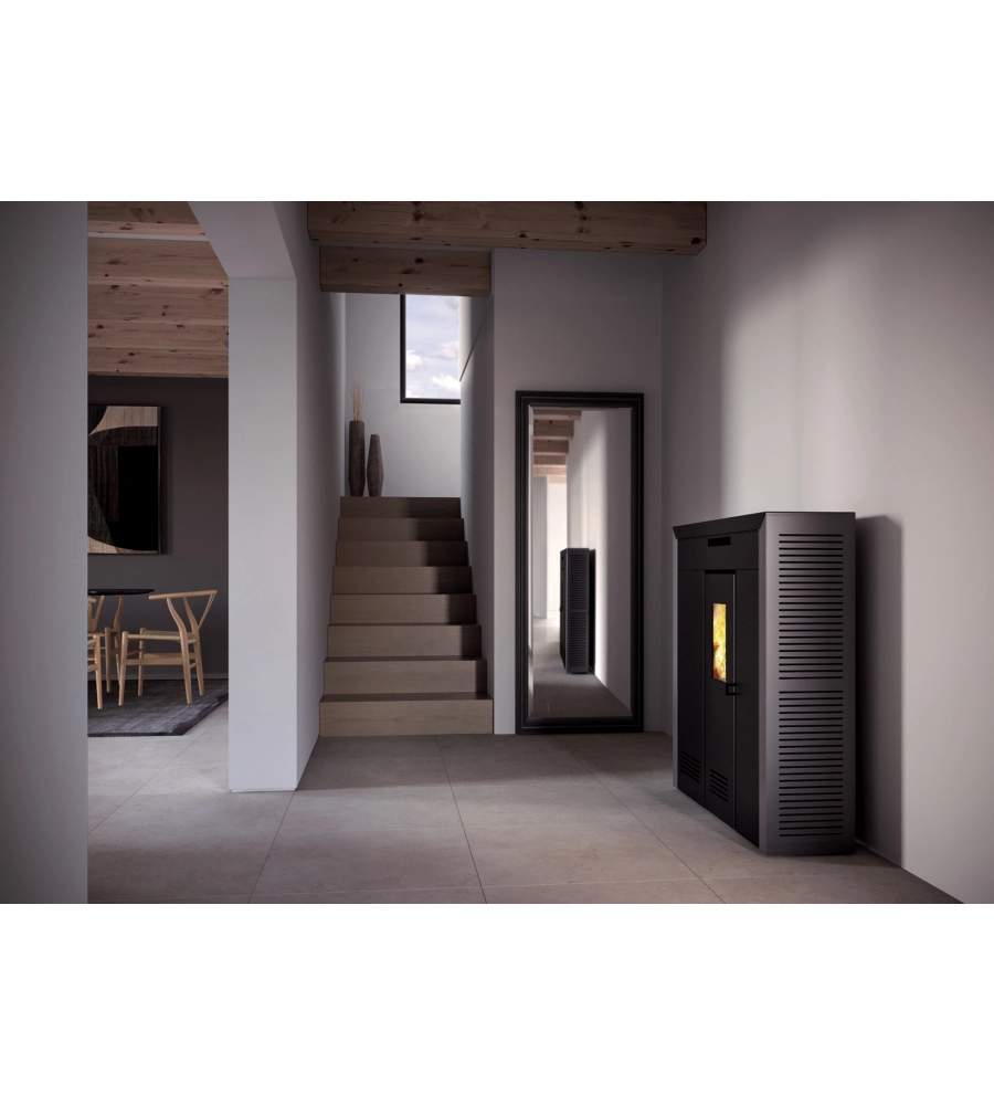 Stufa a pellet slim canalizzata invicta "daglan" grigio 9 kw