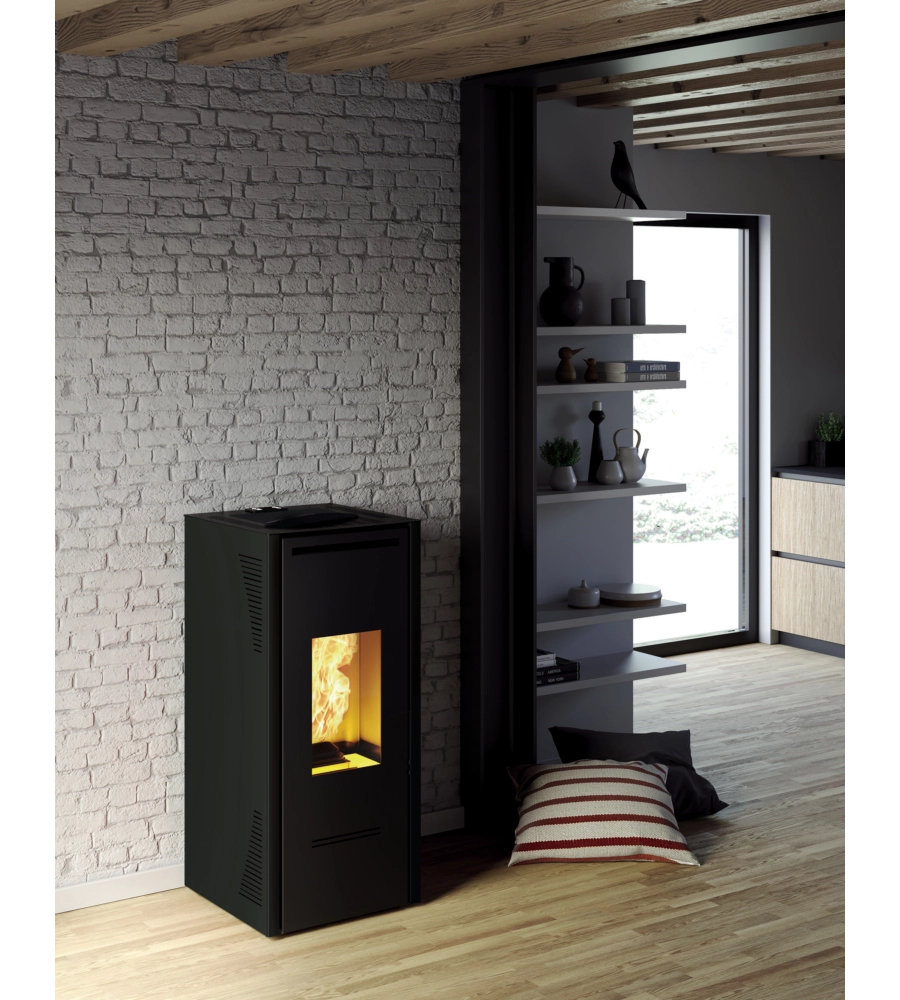 Stufa a pellet canalizzata invicta "talo" nero 10,4 kw