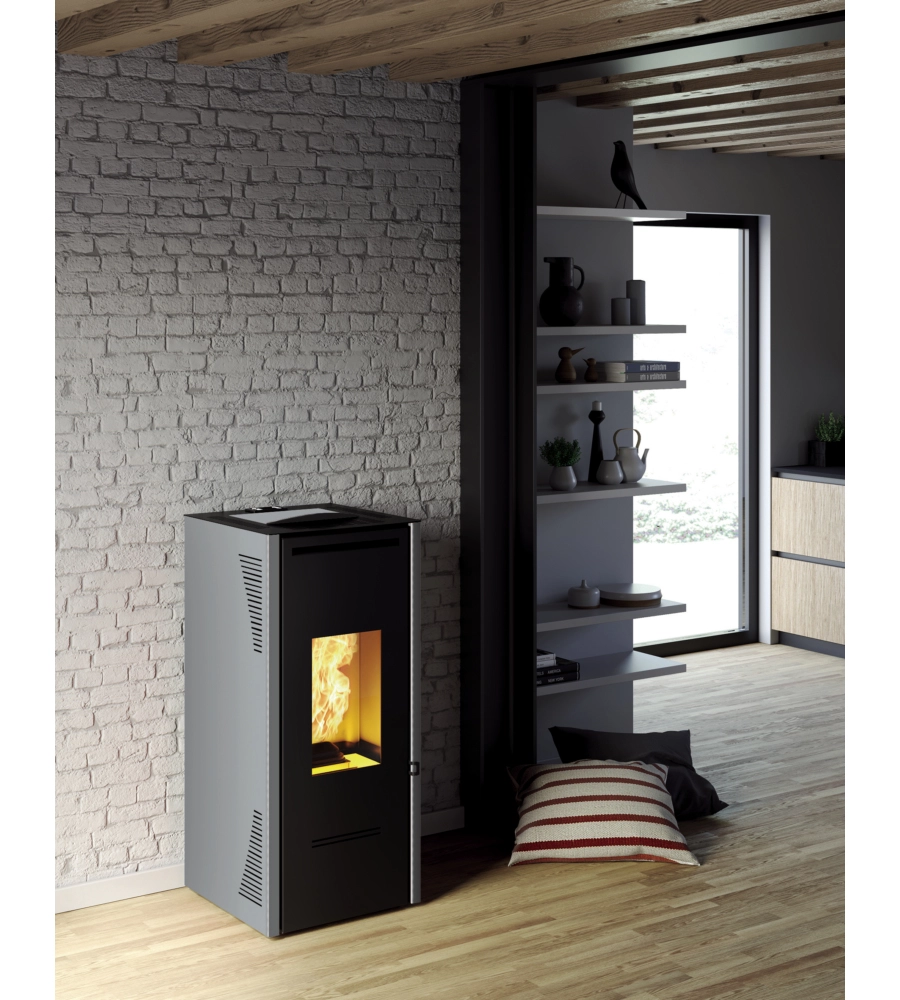 Stufa a pellet canalizzata invicta "talo" grigio 10,4 kw