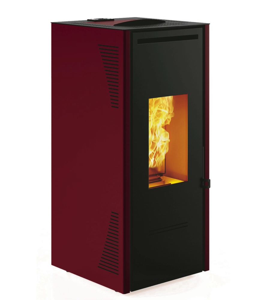 Stufa a pellet canalizzata invicta "talo" bordeaux 10,4 kw