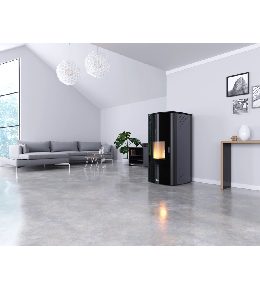 Termostufa a pellet canadian stove "class thermo 24" grigio puntinato 21,8 kw