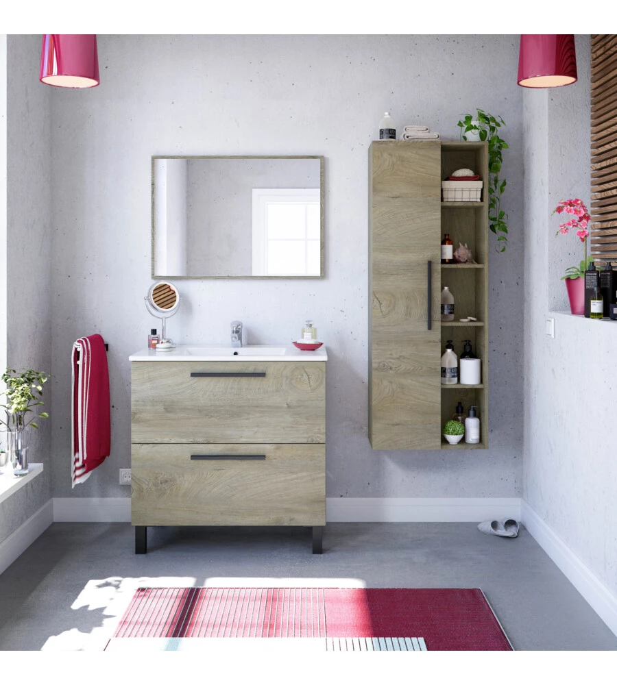 Colonna sospesa bagno 1 anta "chloe" colore rovere