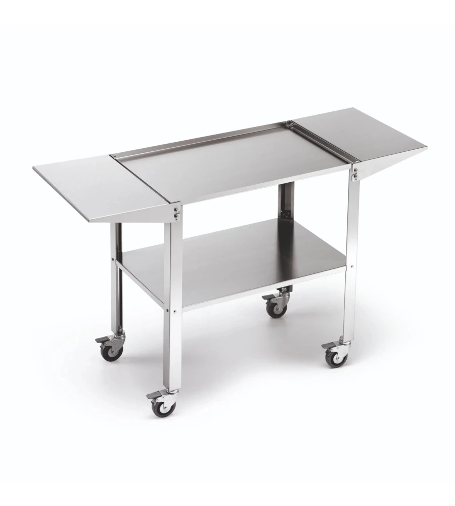 Carrello per plancha in acciaio inox grande, 128,5x46x76 cm - ompagrill