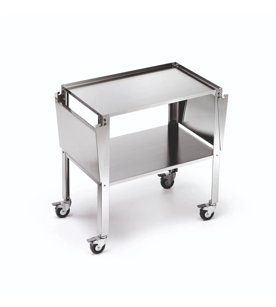 Carrello per plancha in acciaio inox grande, 128,5x46x76 cm - ompagrill