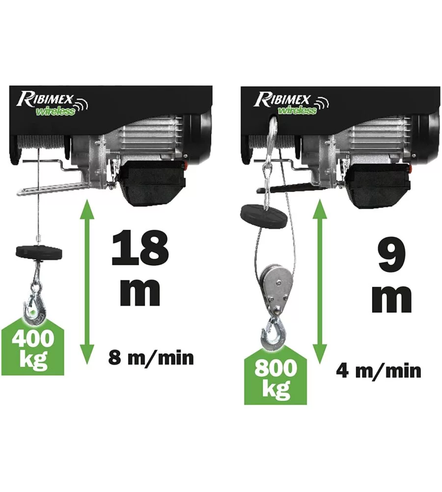 Paranco elettrico 400 / 800 kg con radio comando serie pro