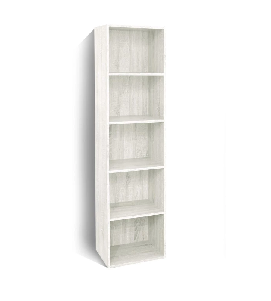 Libreria "ready 2" 4 ripiani rifinita rovere bianco, 172x29x40 cm