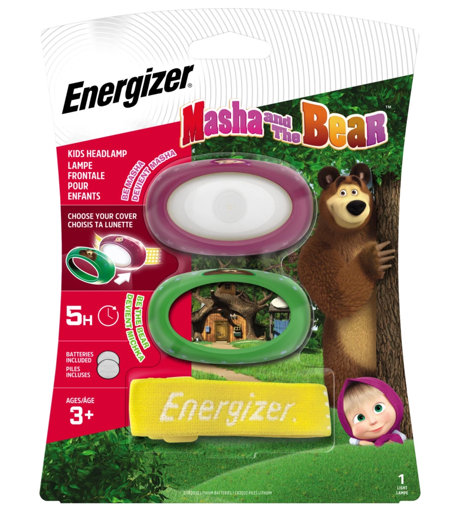 Energizer masha & the bear kids headlight 20 lumen + 2 cr2032