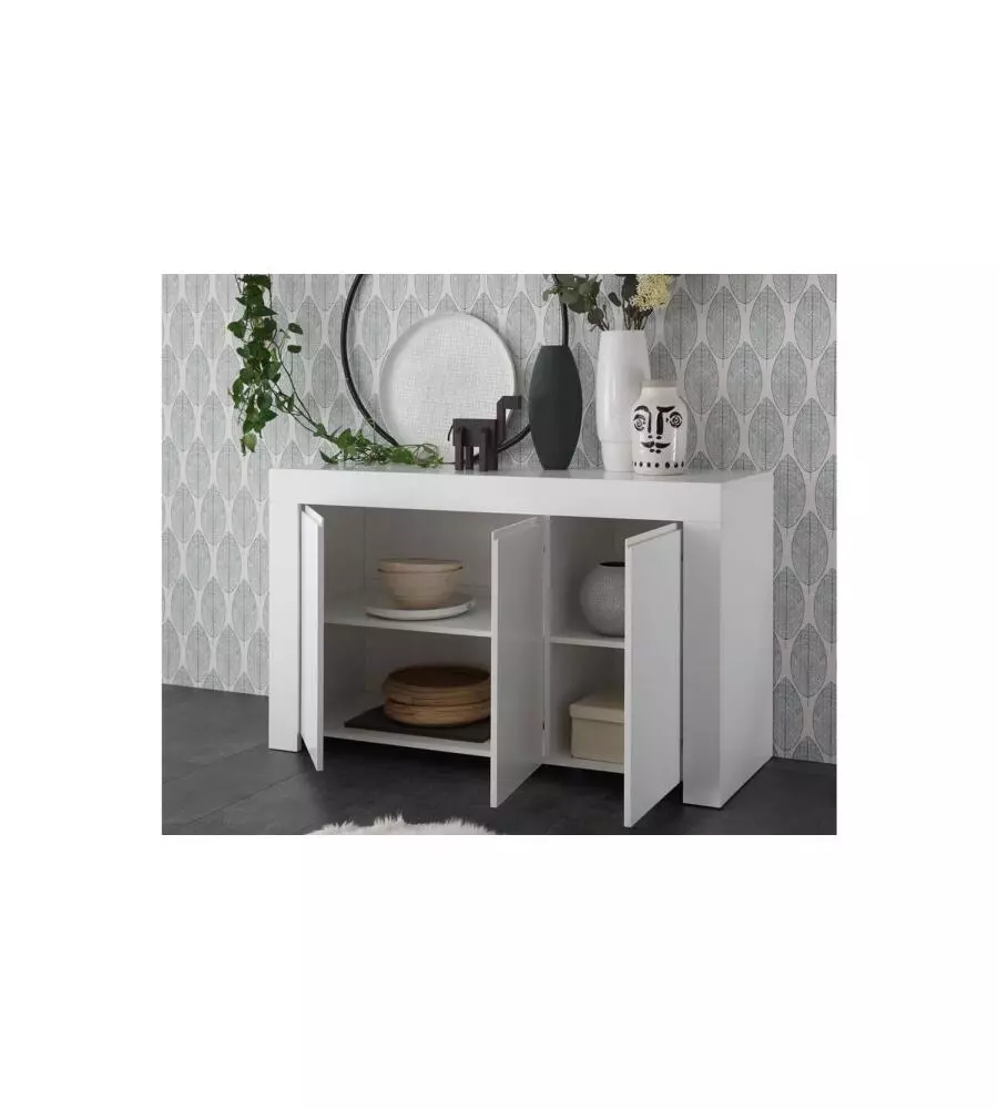 Credenza "firenze" 3 ante bianco opaco, 138x81x42 cm