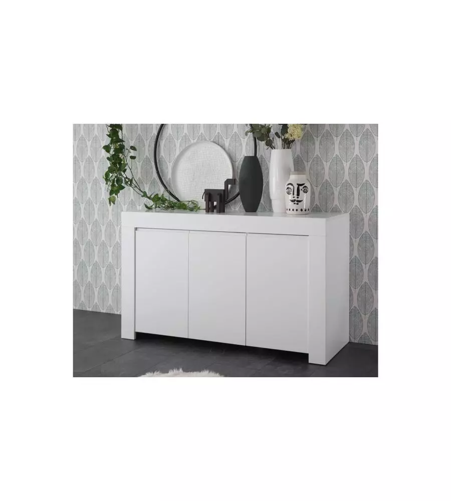 Credenza "firenze" 3 ante bianco opaco, 138x81x42 cm