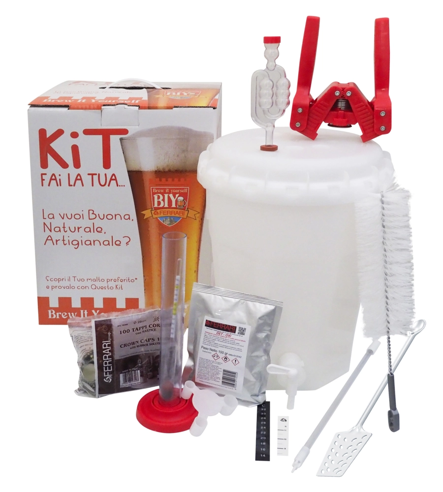 Kit birra artigianale mini biy lux con fermentatore da 13,5 litri - ferrari group