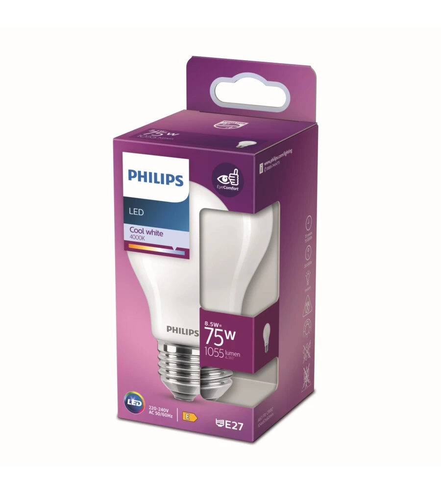 Lampadina led philips goccia bianco freddo 75w, e27