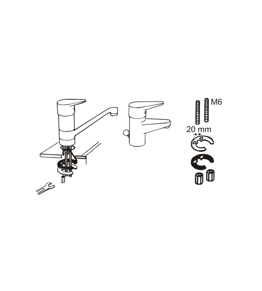 Kit fissaggio rubinetti a 2 staffe 6 mm.