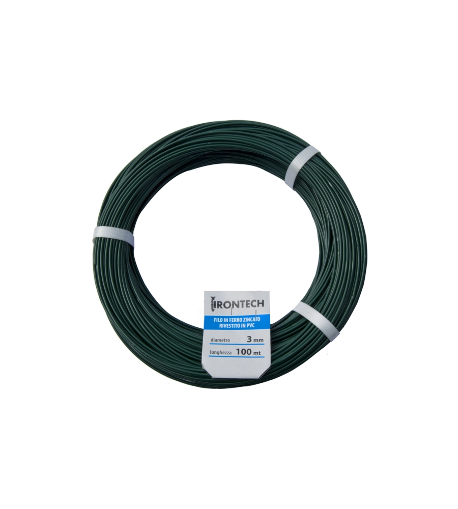 Filo di ferro zincato rivestito pvc verde Ø 3,0 mm. 100 mt.