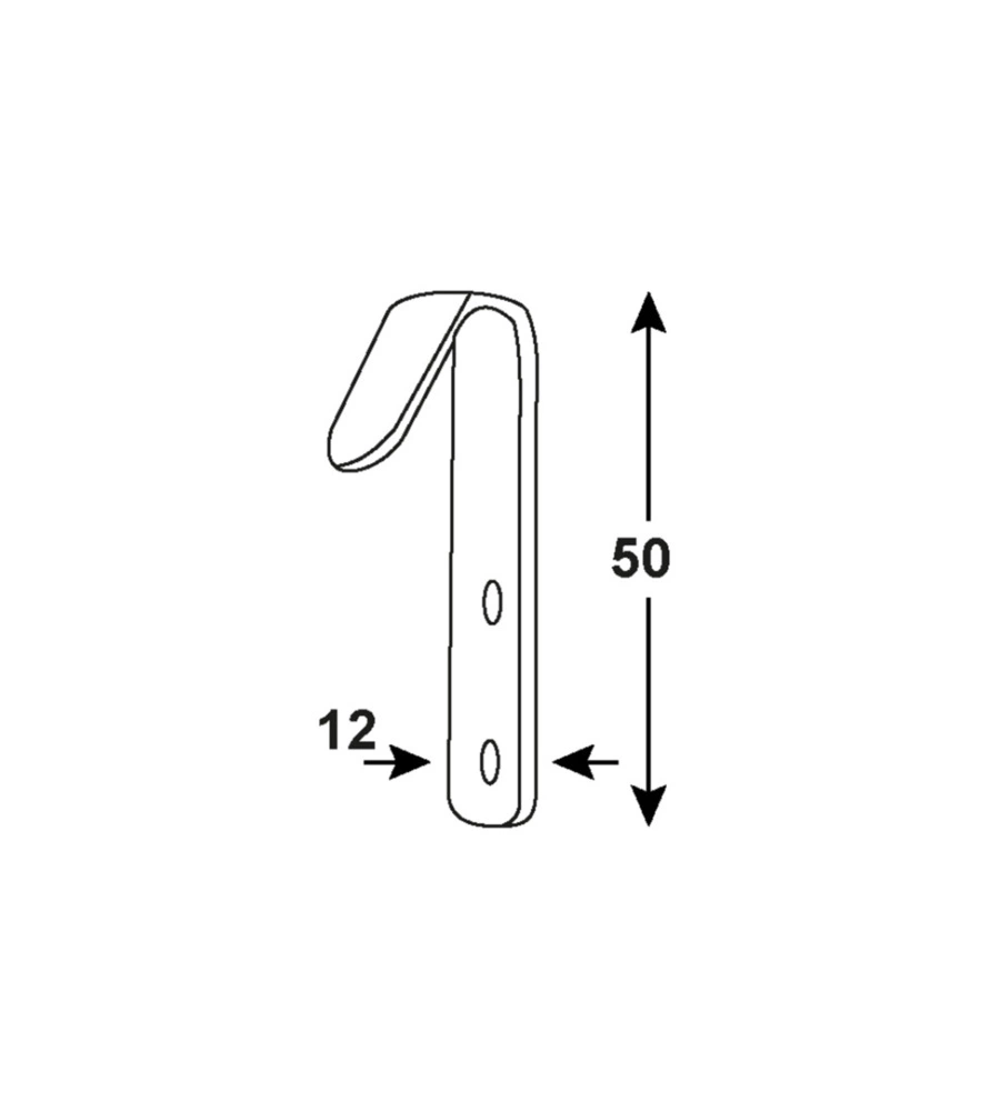 Gancio piatto da parete in acciaio zincato 12x50 mm. max 100 kg. 2 pz.