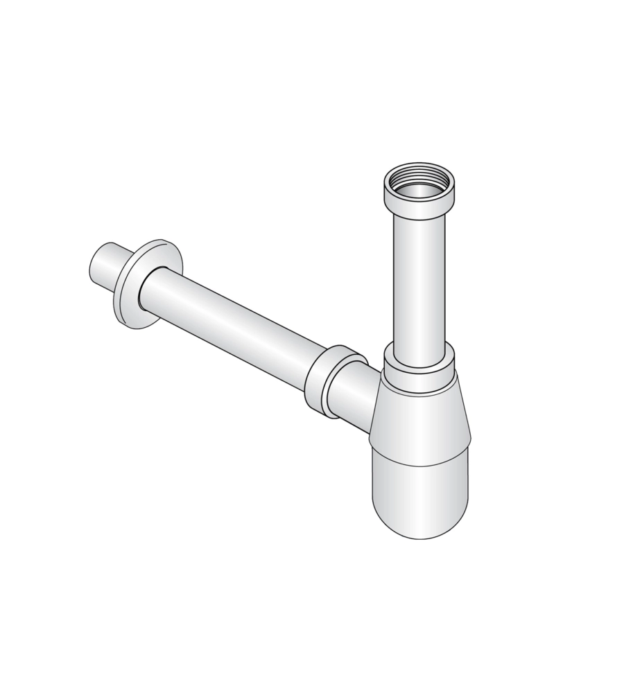 Sifone a bottiglia 1 1/4" in abs cromato, per bagno