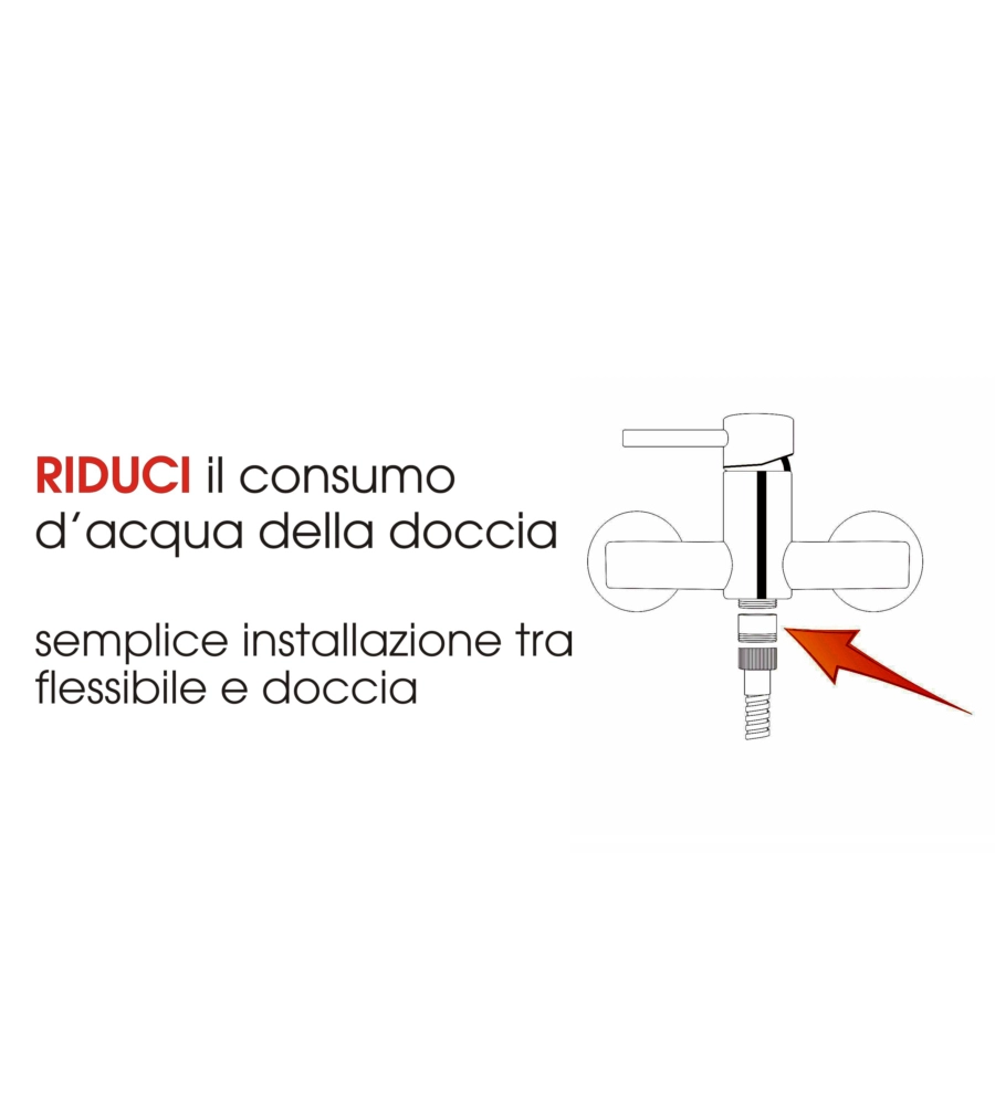 Raccordo doccia risparmio acqua, con limitatore di portata