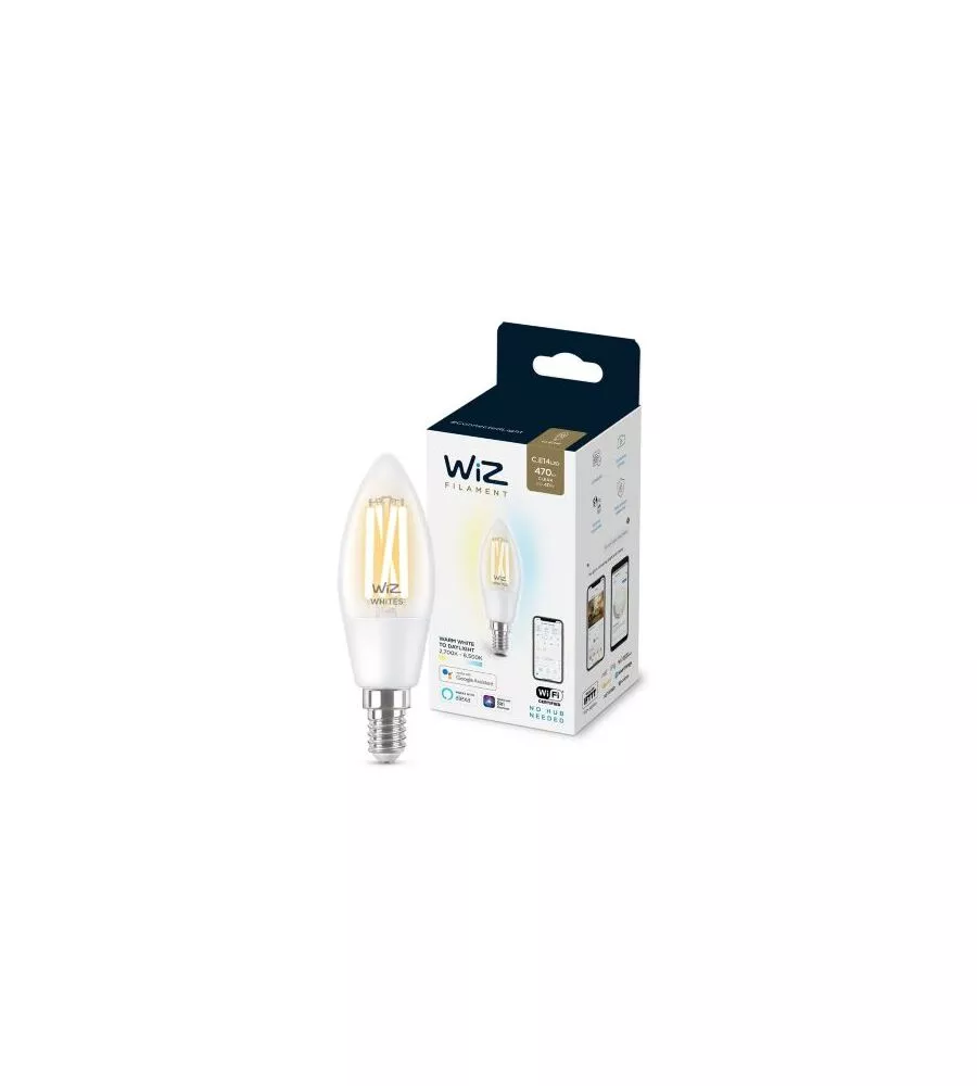 Lampadina filamento chiaro smart philips smart led c35, 470 lm