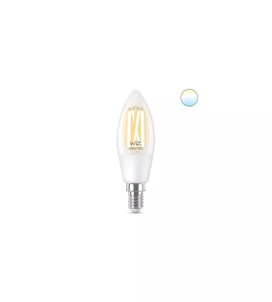 Lampadina filamento chiaro smart philips smart led c35, 470 lm