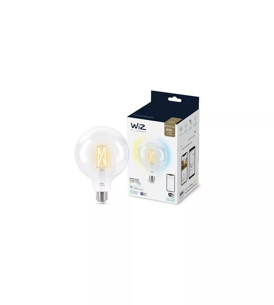 Lampadina filament chiaro smart philips smart led g125, 806 lm