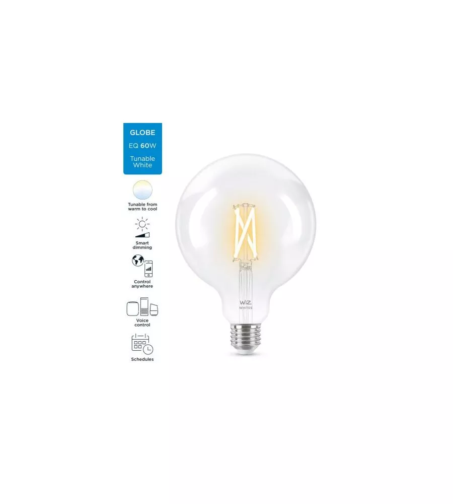 Lampadina filament chiaro smart philips smart led g125, 806 lm