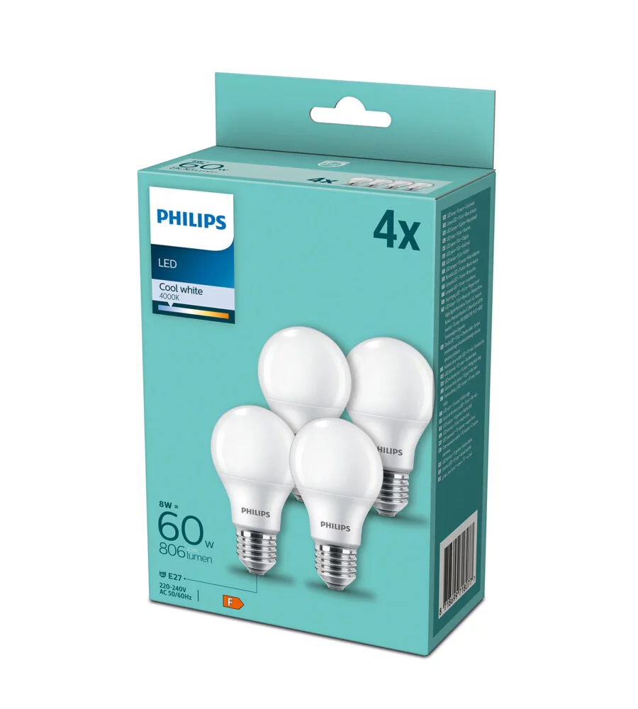 4 lampadine led philips 4000k, 806 lm