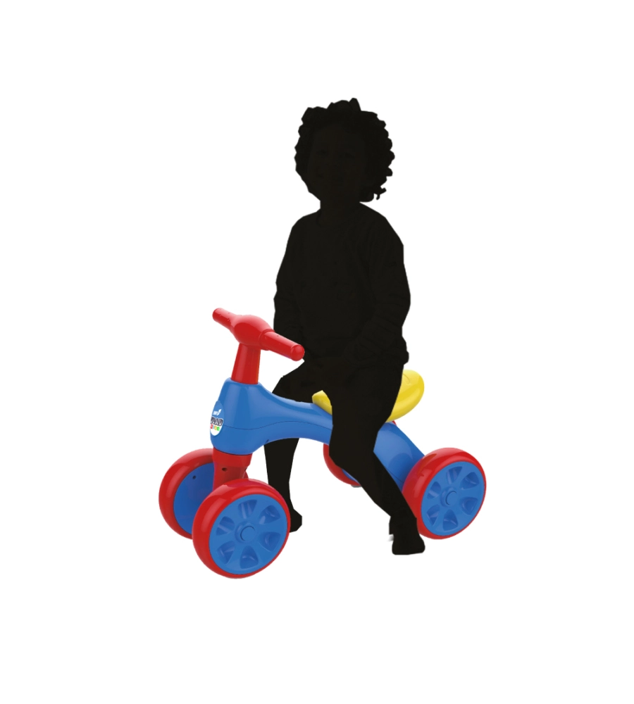 Bici pedagogica per bambini quad con 4 ruote, colore blu